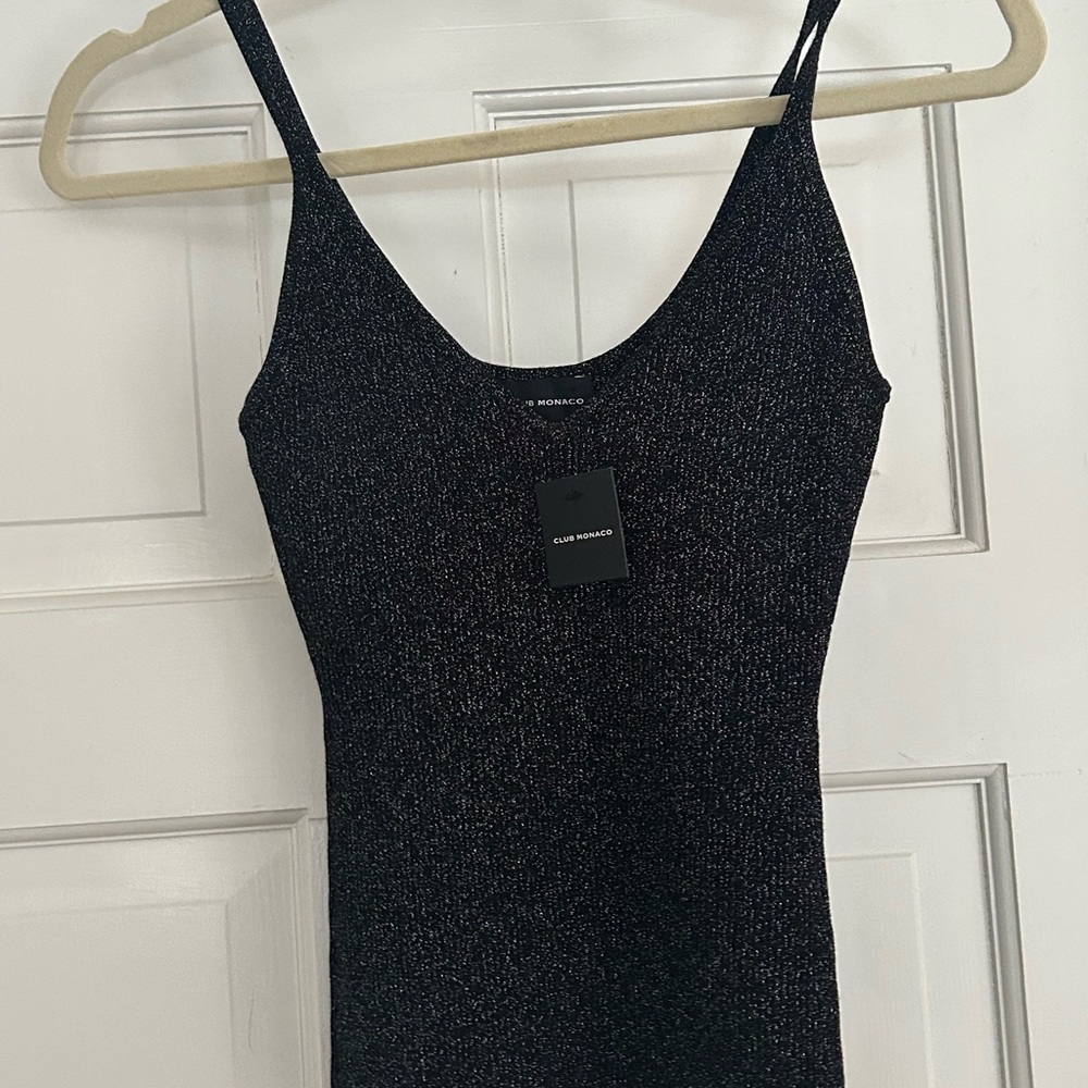 Club Monaco Black Tank w metallic detail
